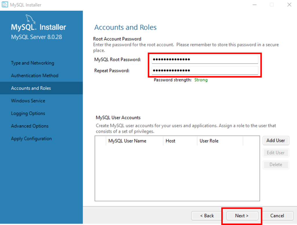 MySQLパスワード設定